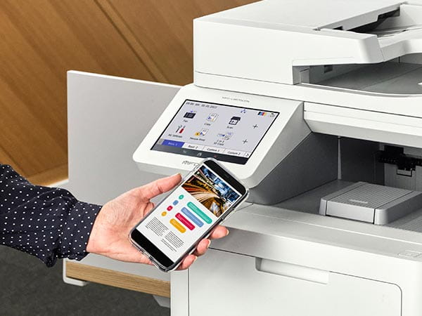 Person printing document from mobile device